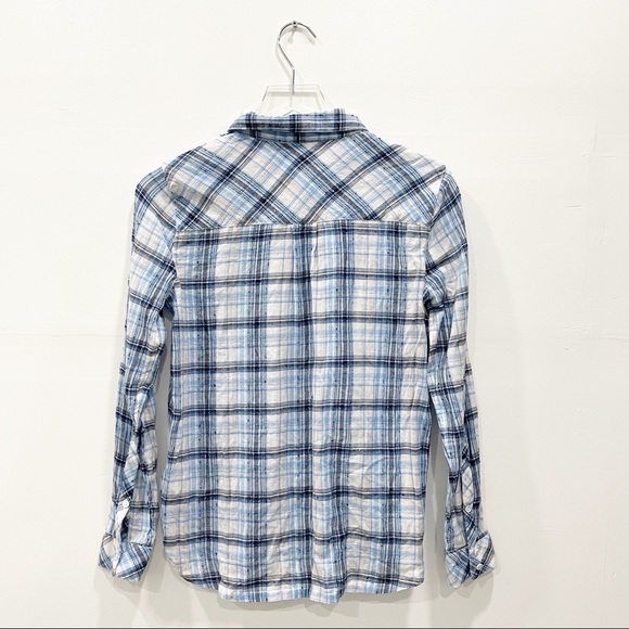 Soft Joie Plaid Button Up Shirt Lightweight XS Blue Black Textured - Picture 2 of 14
